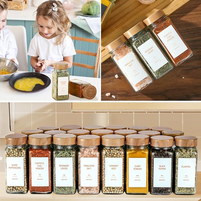 Spice Jars with Label,4oz Seasoning Containers, Glass Spice Bottles with Shaker - Image 8