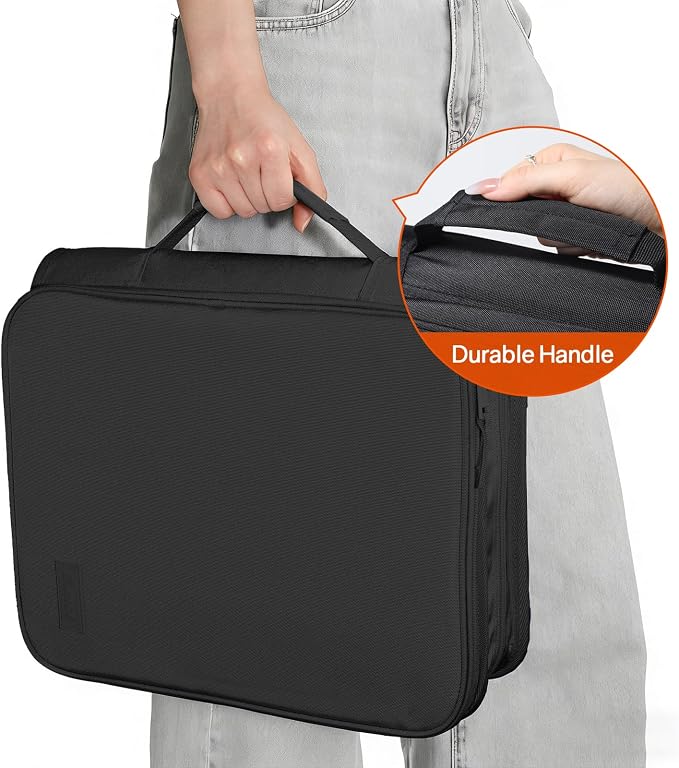 SUNEE Zippered Binder Bag with Handle, 2-Inch 3-Ring O-Ring, 500-Sheet Capacity - Image 7