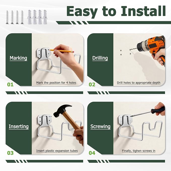 HaSteeL 18/0 Stainless Steel Garden Hose Holder Hook, Metal Wall Mount Hanger - Image 8