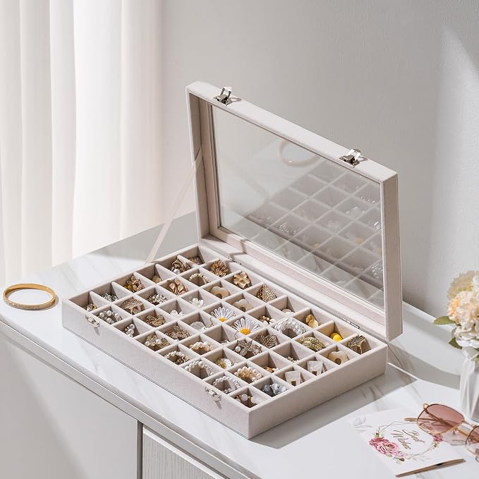 48 Grid Earring Organizer and Storage: Velvet Jewelry Tray - Image 9