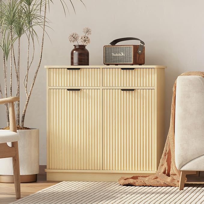 Natural Double Tilt Out Laundry Hamper Cabinet Laundry Basket Cabinet Hidden - Image 9