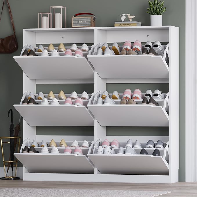 BORNOON Shoe Cabinet with 6 Flip Drawers, Slim Narrow Shoe Storage Cabinet - Image 7