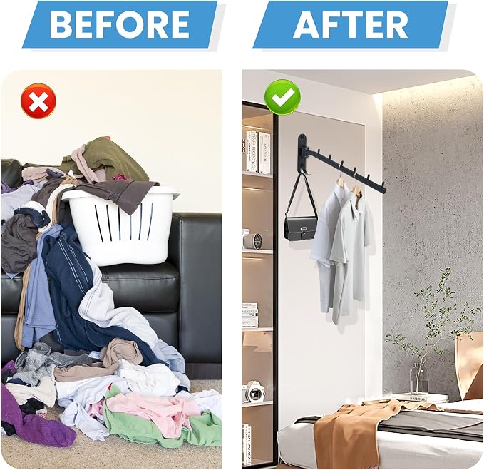 Mooche Swing Clothes Hanger Rack, Garment Racks Folding Clothes Bar Wall Mounted - Image 9