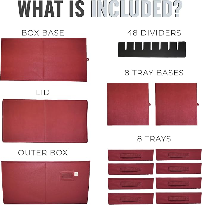 Christmas Ornament Storage Box, Adjustable Acid-Free Dividers | Holds 128 – 3 - Image 9