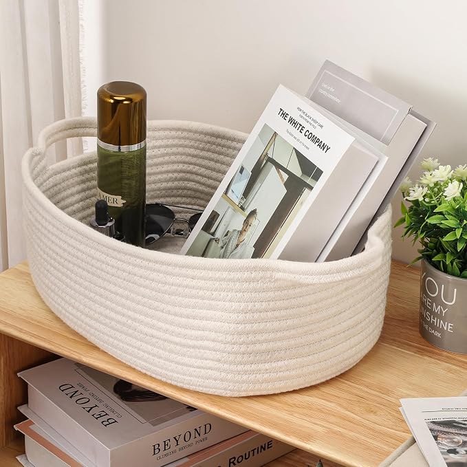 Small Woven Cotton Rope Basket Cute Baby Gift Baskets Empty Decorative Storage - Image 6