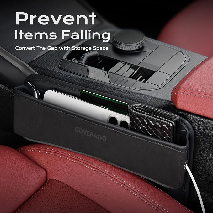 Coverado Universal Car Seat Gap Filler Organizer, Premium Suede Leather Car - Image 9
