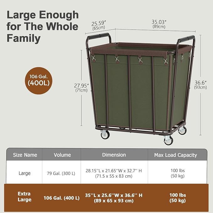 Hoctieon Large Laundry Cart - Image 9
