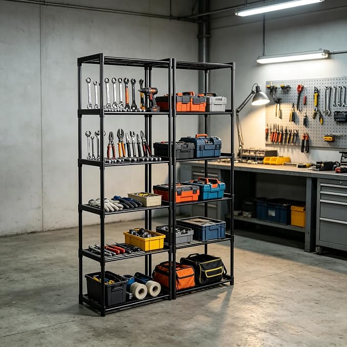 6-Tier Storage Shelves with Plastic Connectors – Metal Shelf Organizer - Image 6