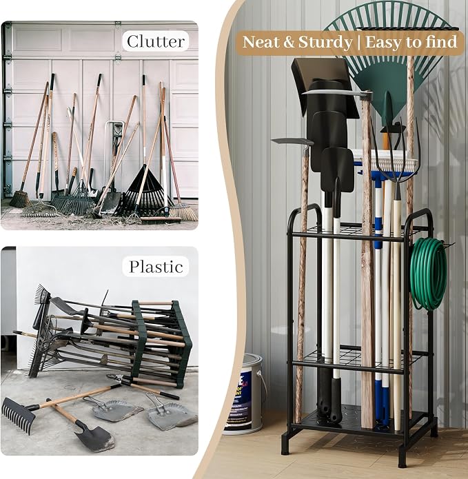 Garden Tool Organizer, Garage Tool Storage Rack, Heavy Duty Metal - Image 9