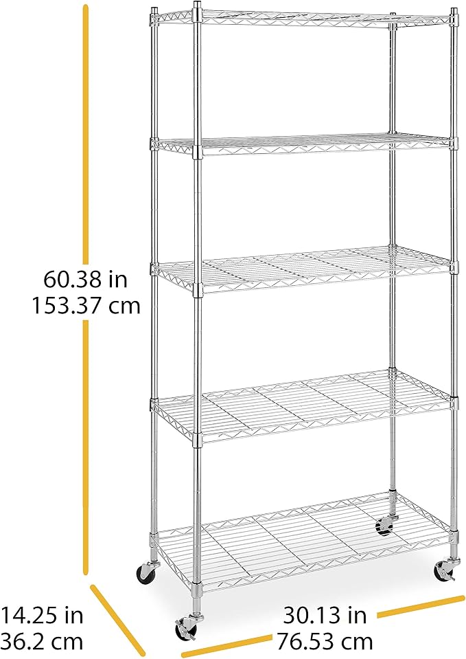 Whitmor 5 Tier Shelving Unit, Adjustable Storage Shelves - Image 9