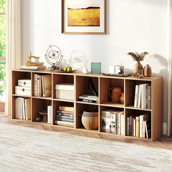 Giantex 6-Cube Bookcase, 3-Tier Cubby Bookshelf, Horizontal Vertical Display - Image 9