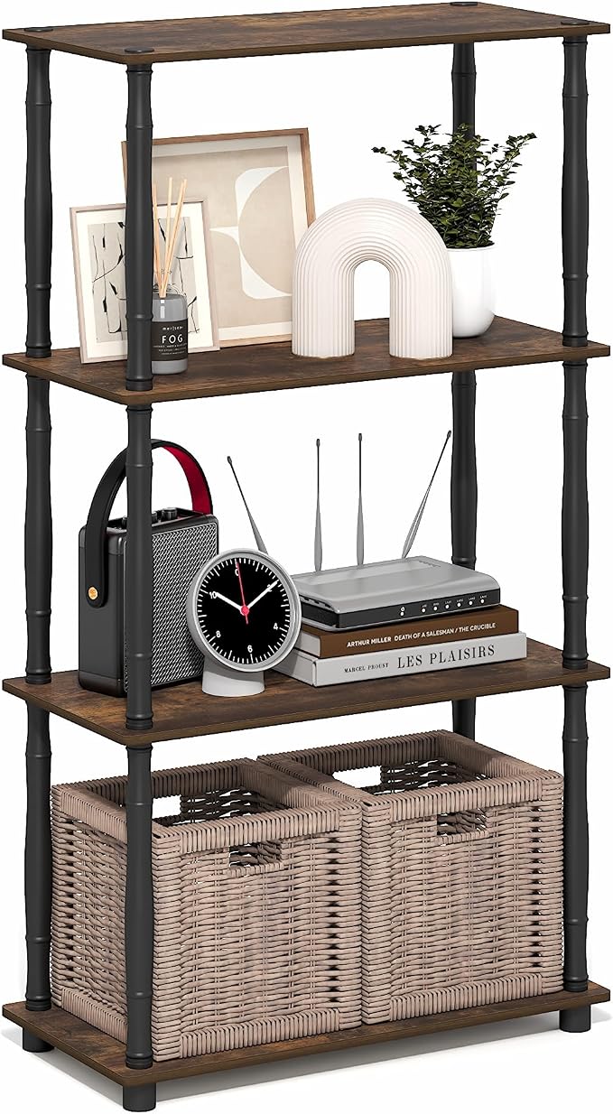 Furinno Turn-N-Tube Storage Shelves, 4-Tier Open Frame Book Shelf, Standing - Image 9