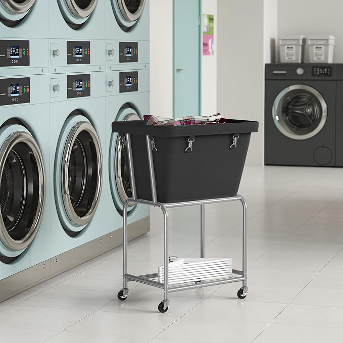 ELYKEN Laundry Cart with Wheels, Rolling Laundry Hamper with Removable Bag and - Image 9