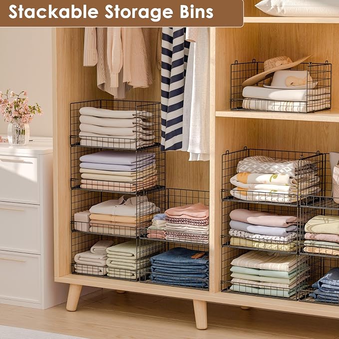 4-Tier Stackable Closet Organizers and Storage Shelves, Clothes Shelf Organizer - Image 9