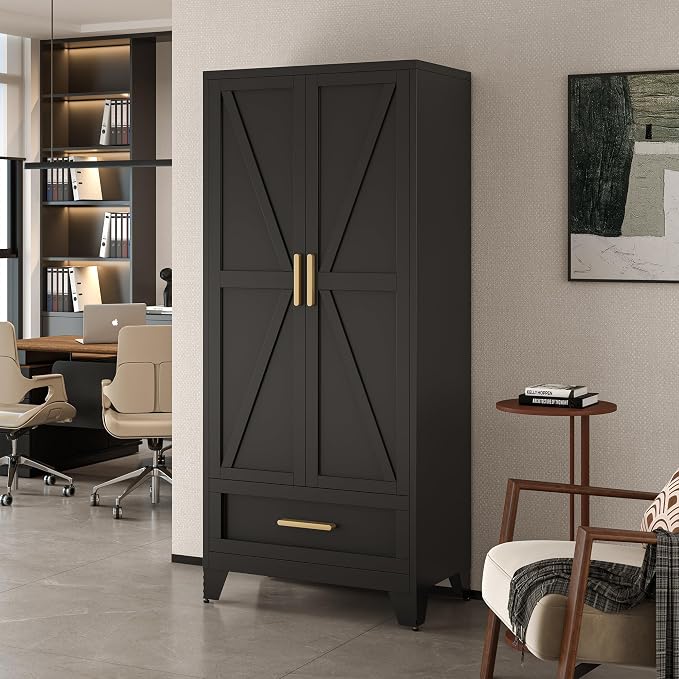 71" Tall Metal Wardrobe Cabinet - Image 7