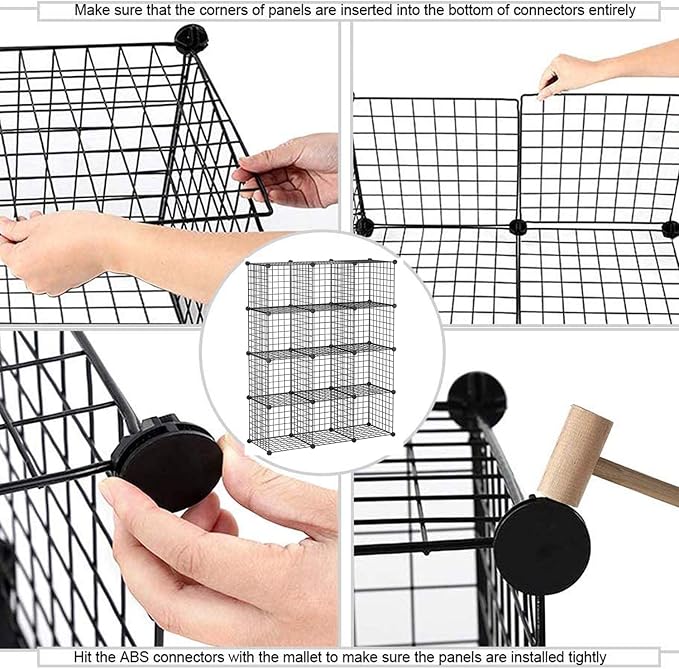 C&AHOME Wire Cube Storage, 12-Cube Storage Organizer Metal, C Grids Storage - Image 7