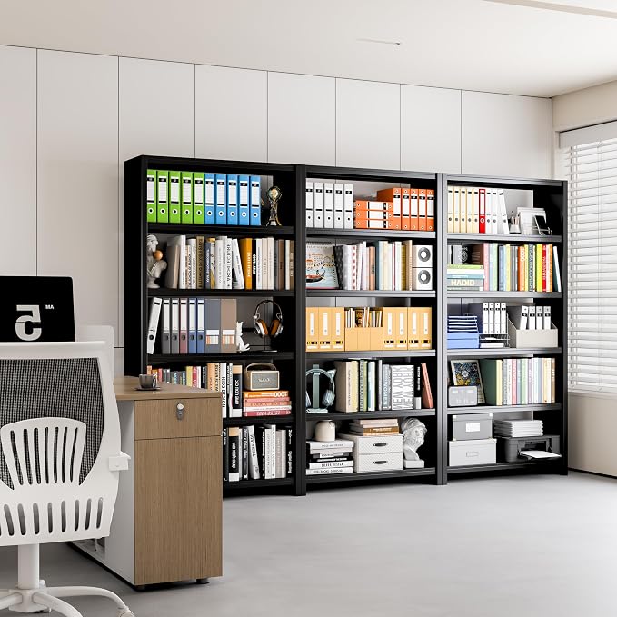 5 Tier Metal Bookshelf, Large Heavy Duty Book Shelves, Industrial Wide Book - Image 7