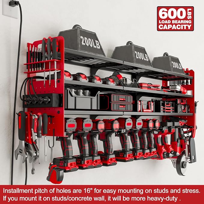 12 Cordless Drill Holder Large Power Tool Organizer Wall Mount - Image 7