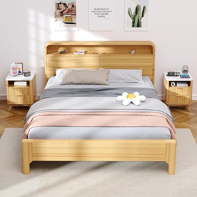 Nightstand with Charging Station, Fluted Nightstand with LED Lights, Modern - Image 7