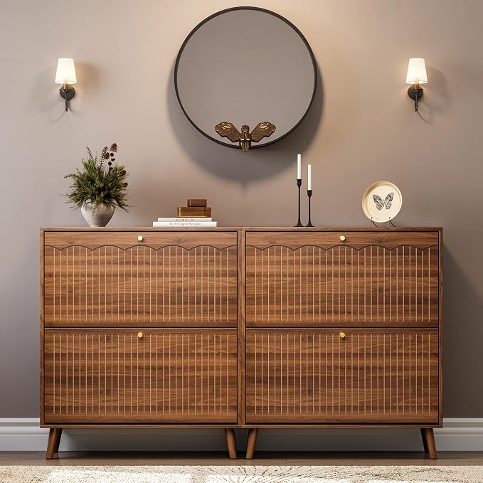 Nicetree Mid-Century Modern Slim Shoe Cabinet - Image 7