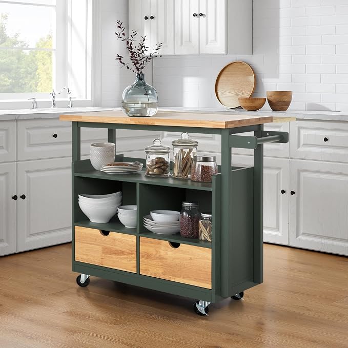 PHI VILLA Kitchen Island Cart on Wheels - Image 8