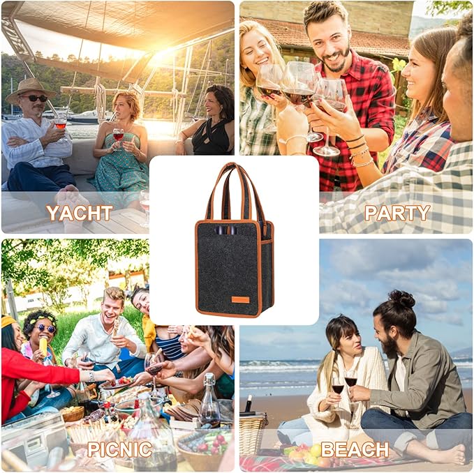 6 Bottle Wine Tote Bag, Insulated Thermal Padded Wine Carrier Tote, Reusable - Image 7