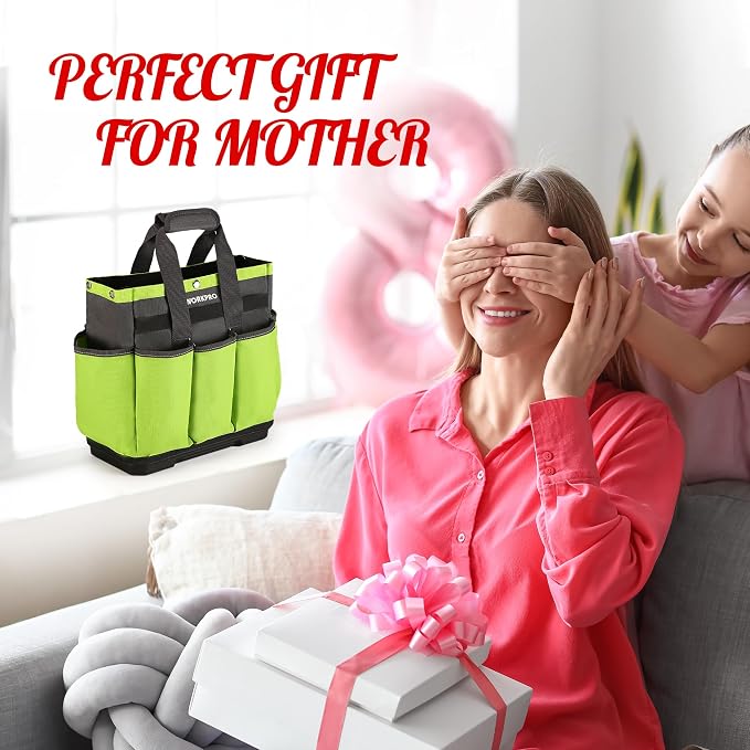 WORKPRO Garden Tool Bag with Waterproof Plastic Base, 8 Pockets Gardening Bag - Image 8