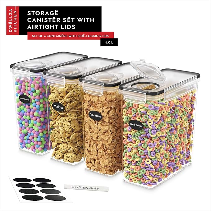 DWËLLZA KITCHEN Cereal Containers Storage 4 Pack 135 fl. oz Cereal Dispenser - Image 8
