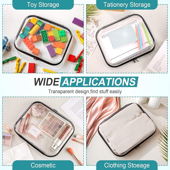 Sanwuta 6 Pcs Clear Hard Zipper Case Hard Plastic Zipper Pouches Transparent - Image 7