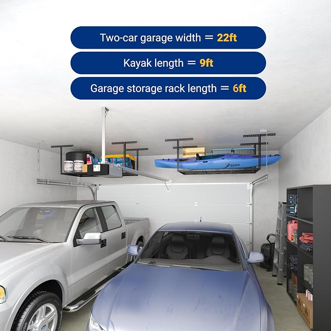 FLEXIMOUNTS 3x6 Overhead Garage Storage Adjustable Ceiling Rack 72" Length x - Image 7