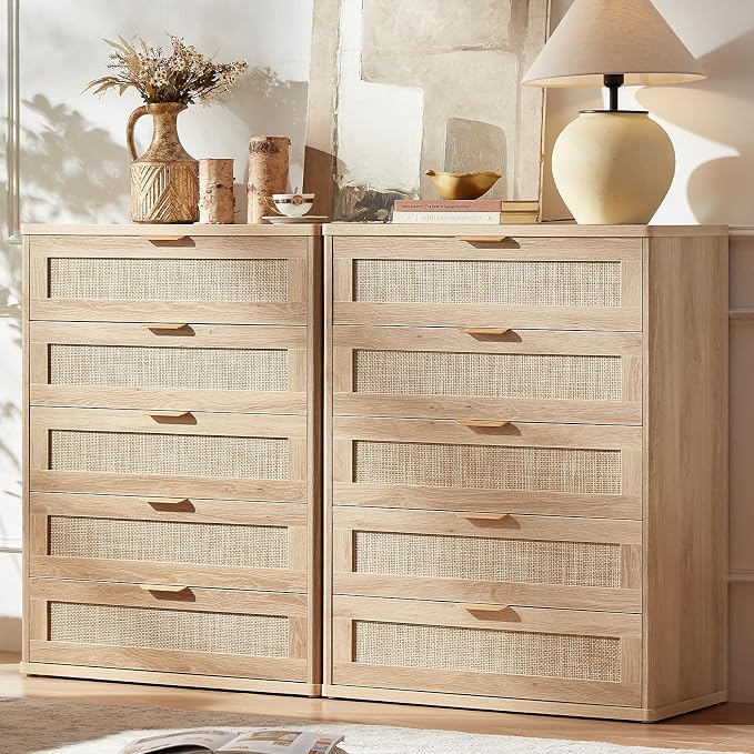 LEYAOYAO Rattan Dresser for Bedroom Set 2, Boho Small Dressers by LEYAOYAO-Findtheshiningpointofyourideallife%EF%BC%81