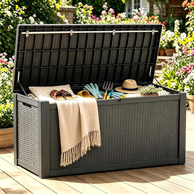 328 Gallon Waterproof Outdoor Storage Box, Heavy Duty Resin Deck Box Lockable - Image 11