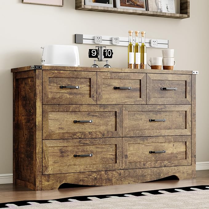 7-Drawer Dresser for Bedroom, Modern Wooden Chest of Drawers - Image 7