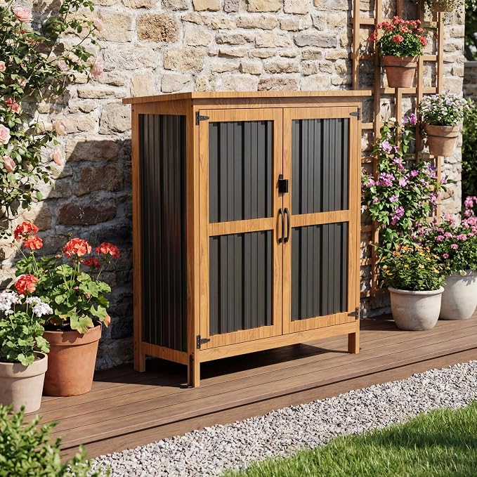 Devoko Metal & Wood Weatherproof Garden Storage Shed - Image 7