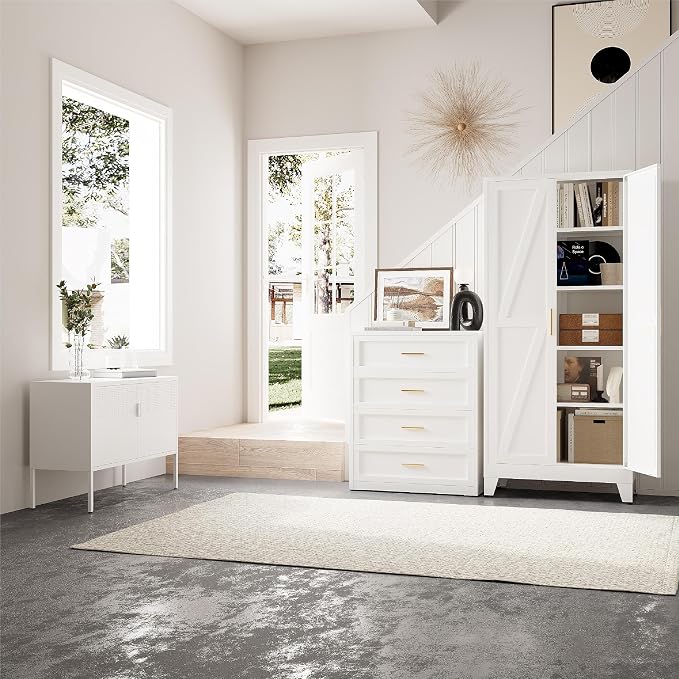 71"H Kitchen Pantry Storage Cabinet, Farmhouse Pantry Cabinet, Tree Doors - Image 7