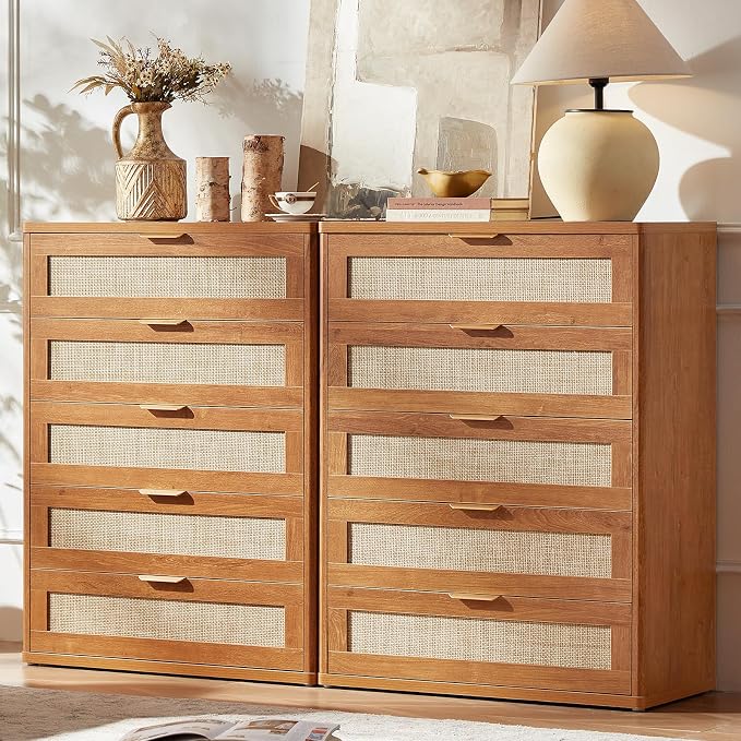 LEYAOYAO Rattan Dresser for Bedroom Set 2, Boho Small Dressers by LEYAOYAO-Findtheshiningpointofyourideallife%EF%BC%81