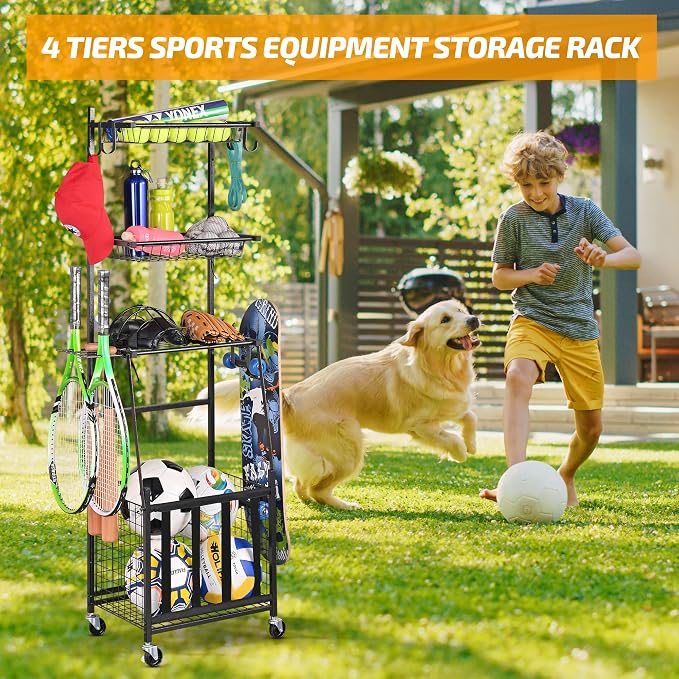 PLKOW Sports Equipment Storage for Garage, Indoor/Outdoor Sports Rack for Garage - Image 6