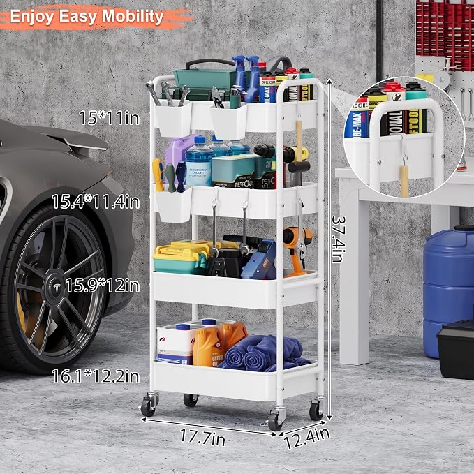Heavy Duty 4 Tier Rolling Storage Cart Metal - Image 8