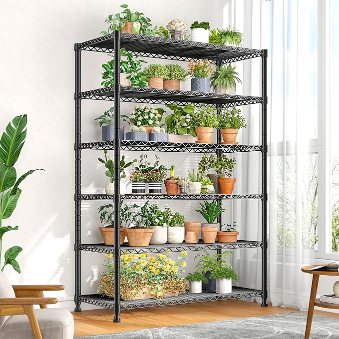 REIBII 75" H Metal Shelving 6 Tier Storage Shelf Adjustable Kitchen Shelf Wire - Image 9