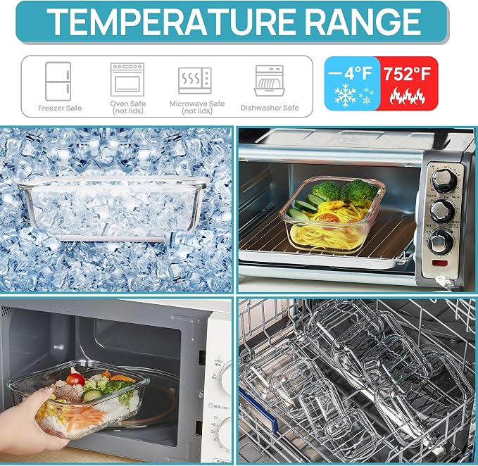Vtopmart 5 Pack 35oz Glass Food Storage Containers - Image 7
