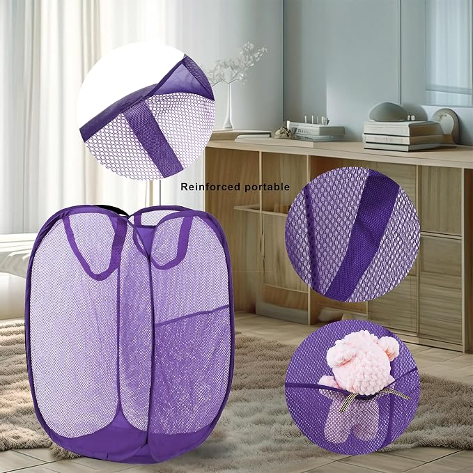 Pop Up Laundry Hamper, Mesh Laundry Basket Collapsible, Foldable Hamper - Image 6