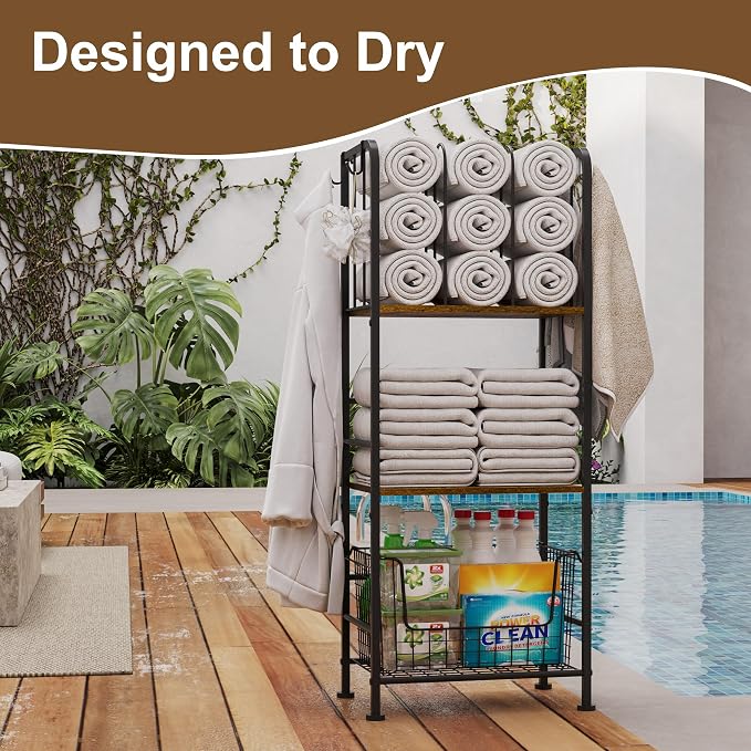 3-Tier Freestanding Cabinet Towel Rack Metal Stand | M-shaped detachable - Image 8
