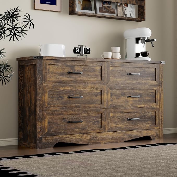 6-Drawer Dresser for Bedroom, Modern Wooden Chest of Drawers - Image 7