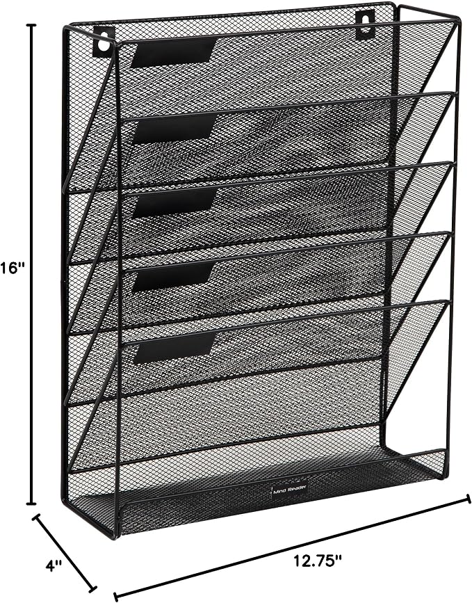 Mind Reader 5-Tier Vertical File Storage, Desktop Organizer, Wall Mount - Image 8