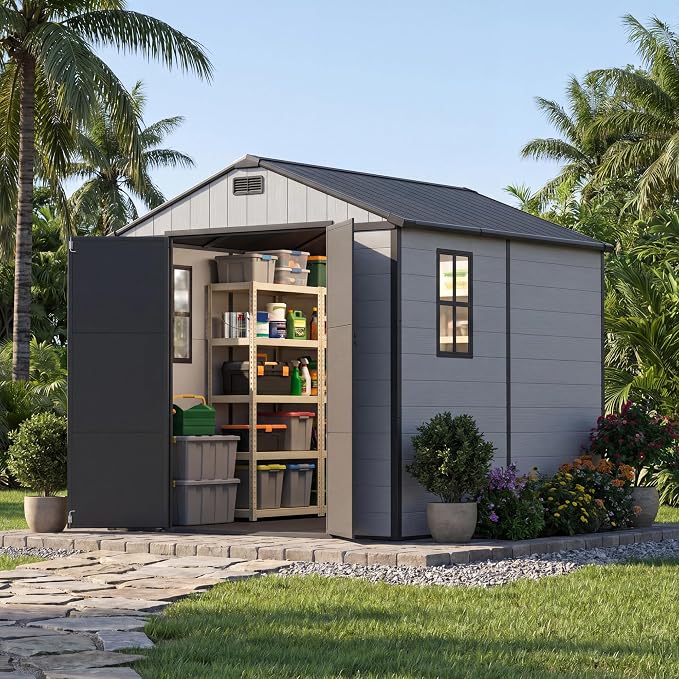 Patiowell 8x8 FT Resin Outdoor Storage Shed - Image 9