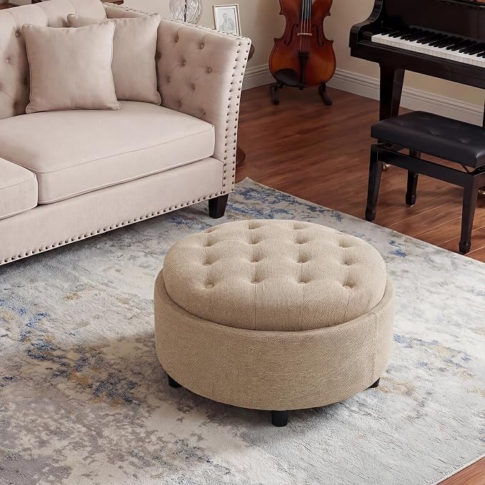 COLAMY Round Hidden Storage Ottoman - Image 8