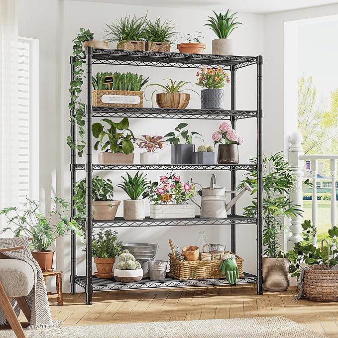 REIBII Storage Shelves with Wheels Wide Wire Shelving Unit with Wheels 75.2"H - Image 8