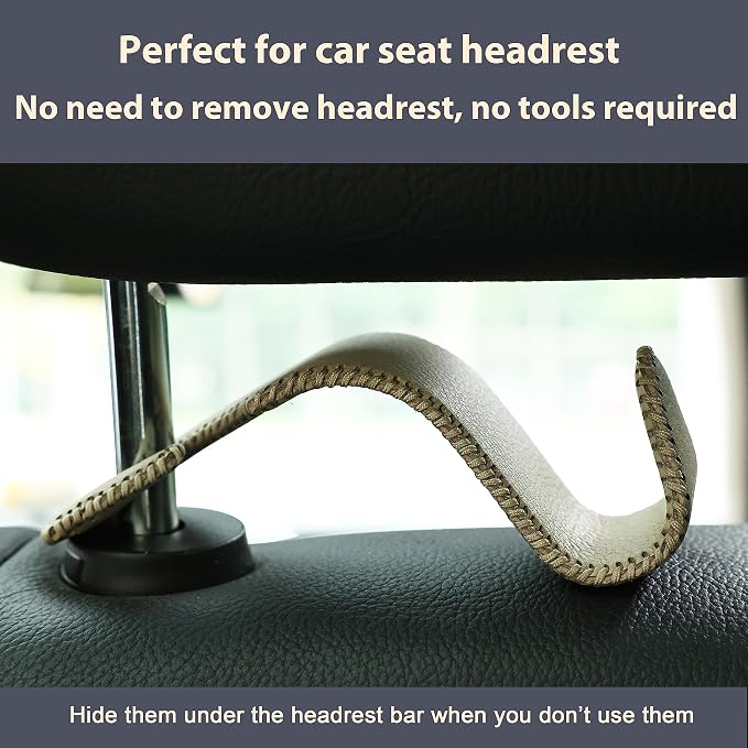 Amooca Car Seat Headrest Hook 4 Pack Metal Core Hanger Universal Car Storage - Image 6