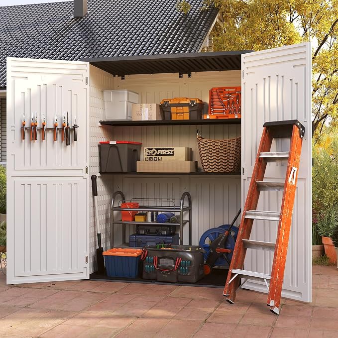 EHHLY Vertical Resin Storage Shed, 60 Cuft Garden Tool Sheds & Outdoor Storage - Image 8
