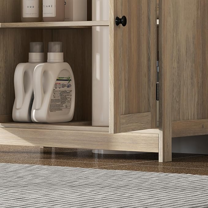 HOMCOM Under Sink Bathroom Cabinet, Pedestal Sink Storage Cabinet - Image 9